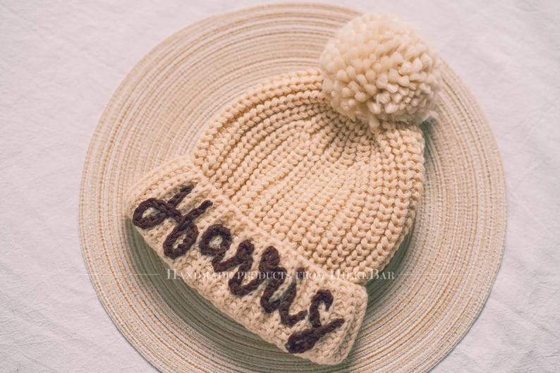 Personalized Knit Pom Pom Beanie for Kids: Cozy Embroidered Winter Hat – A Thoughtful Gift for Infants and Toddlers!