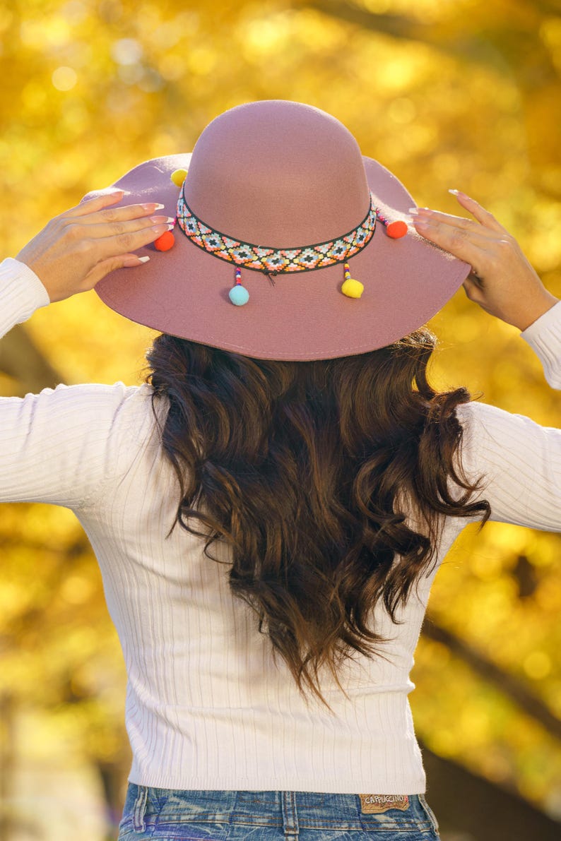 Wide Brim Fedora | Teardrop Rancher Hat | Hat for Women Peruvian artisan-made hat, Felt and alpaca mixed hat