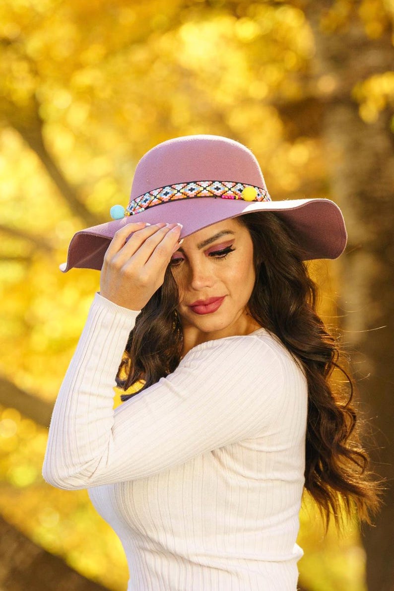 Wide Brim Fedora | Teardrop Rancher Hat | Hat for Women Peruvian artisan-made hat, Felt and alpaca mixed hat