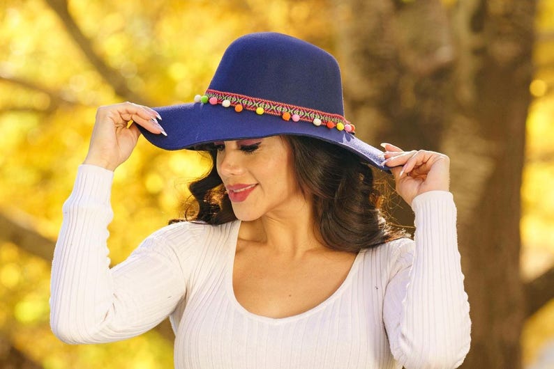 Wide Brim Fedora | Teardrop Rancher Hat | Hat for Women Peruvian artisan-made hat, Felt and alpaca mixed hat