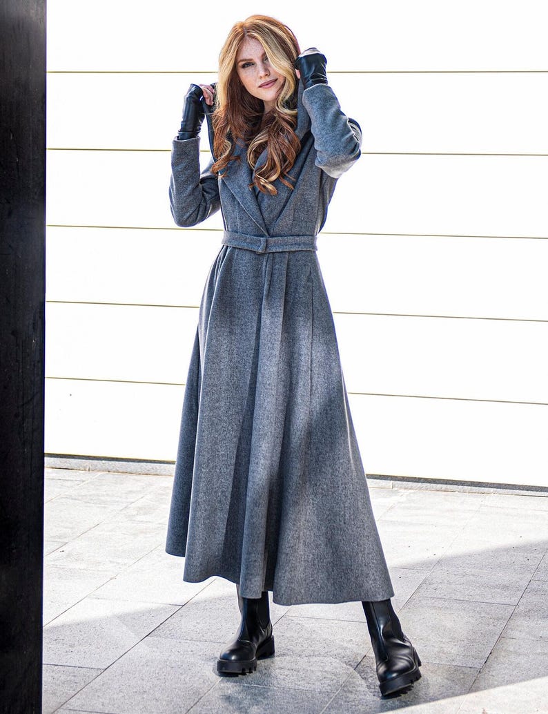 Winter Coat For Women, Merino Wool Coat, Swing Coat, Long Classic Coat, Maxi Coat with Hood, Winter Warm Outwear, Plus Size Winter Clothing