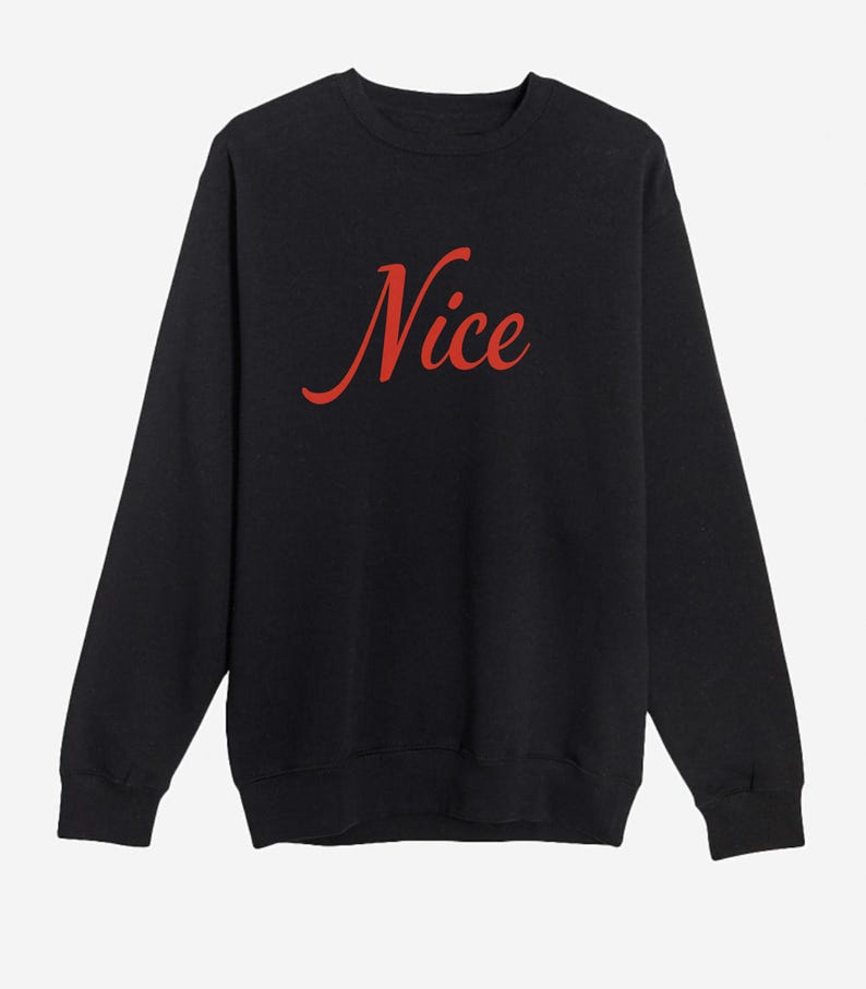 Nice | PUFF PRINT | Minimalist Christmas Crewneck Sweatshirt | High-Quality Holiday Pullover | Cozy Unisex Winter Apparel