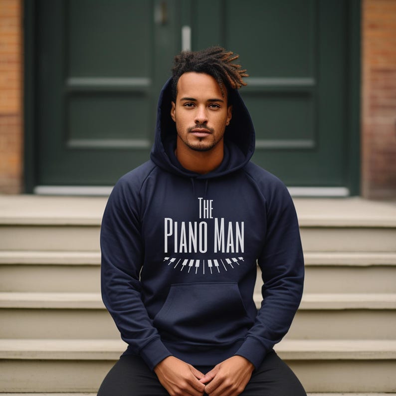 The Piano Man Hooded Sweatshirt, Piano Lover Hoodie, Piano Player Hoodie, Gift for Pianist, Funny Piano Shirt, Music Hoodie, Music Nerd Gift