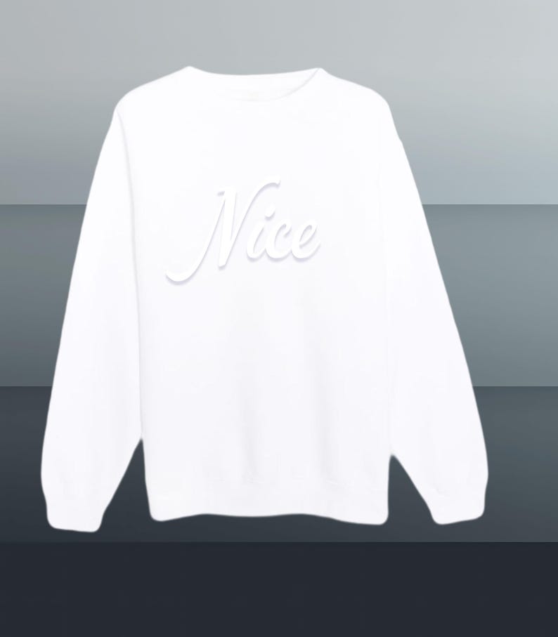 Nice | PUFF PRINT | Minimalist Christmas Crewneck Sweatshirt | High-Quality Holiday Pullover | Cozy Unisex Winter Apparel