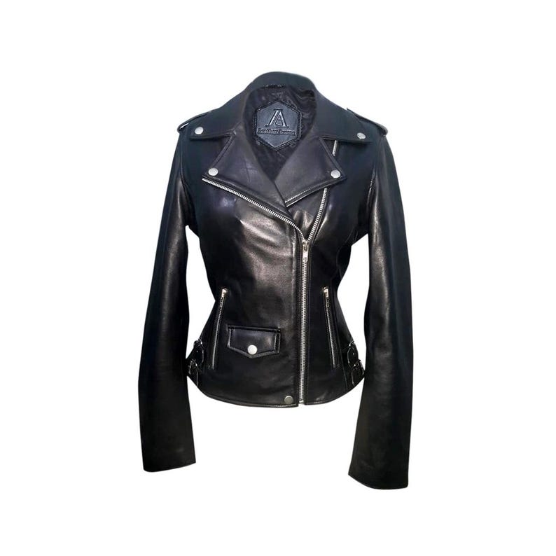 Women Black Color TASSEL Sheep Leather Biker Jacket. LA-W001