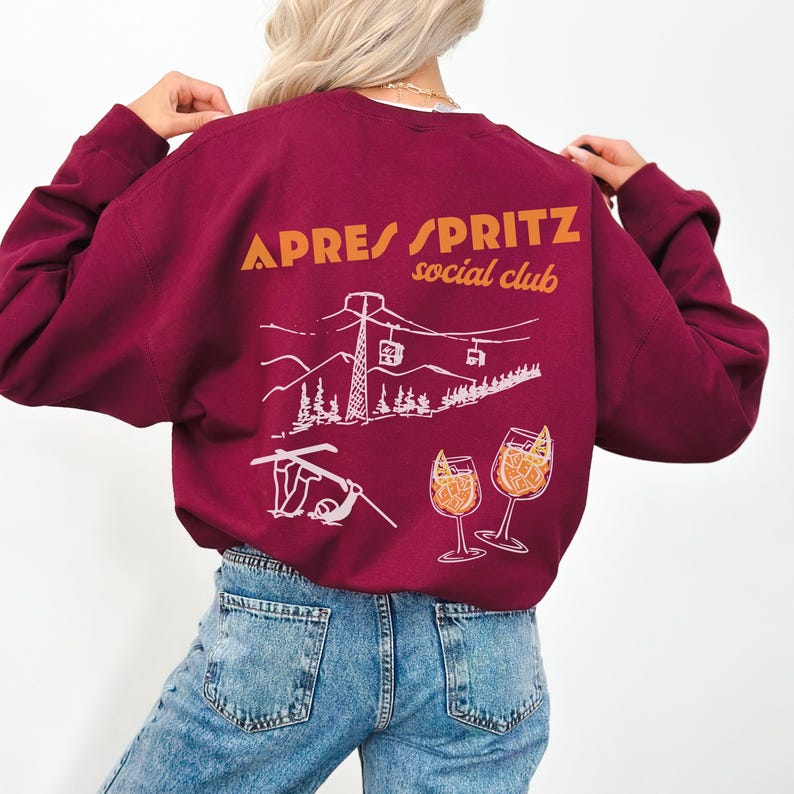 Vintage Apres Spritz Girls Trip Weekend Crewneck, Apres Ski Sweatshirt, Aperol Spritz Sweater, Winter Sports Sweatshirt, Retro Ski Crewneck