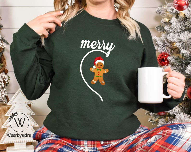 Couple Merry Christmas Sweater, His and Hers Matching Heart Christmas Sweatshirt, Cute Gingerbread Couple Printed Jumpers, Couples Xmas Gift