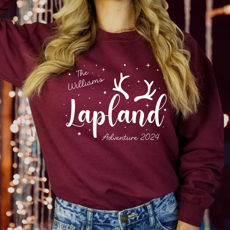 SWEATSHIRT (LP-1) Personalised Lapland Family Matching Christmas Holiday Sweatshirts - Custom The North Pole Santa Claus Xmas Gift Jumper