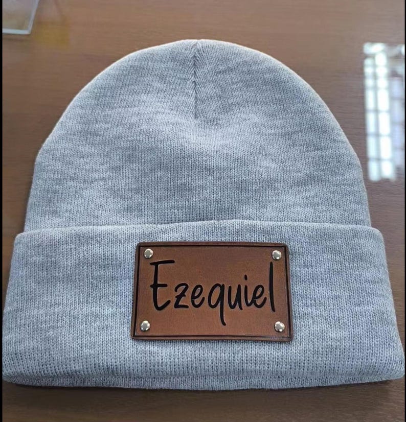 Personalized Beanie Hat, Unisex Winter Hat, Engraved Name Patch, Personalized Infant Knitted Beanie hat, Custom Hat, Baby Christmas Gift