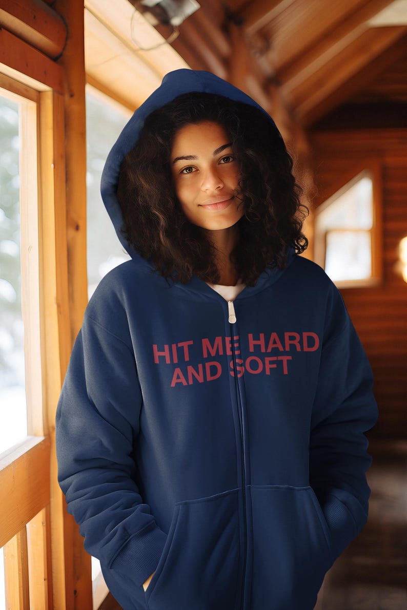 Hit Me Hard and Soft Zip Up Hoodie Music Fan Gift Unisex Hooded Sweatshirt Full Zip Jacket Music Lover Apparel Cozy Hoodie Billie Concert