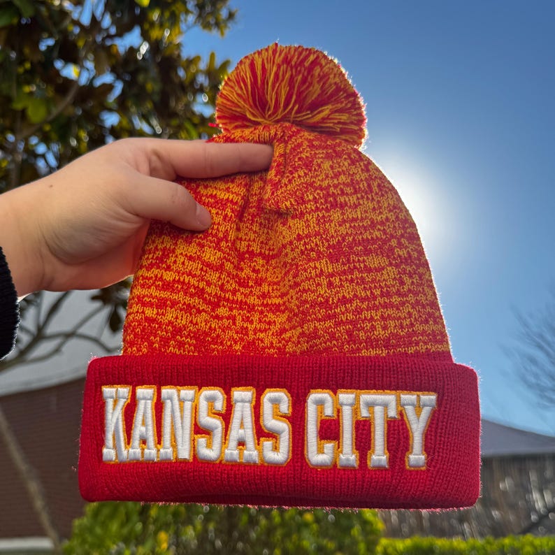 Kansas City Beanie Hats for Men and Women-New Warm Knit Cap Winter Capwith Pom