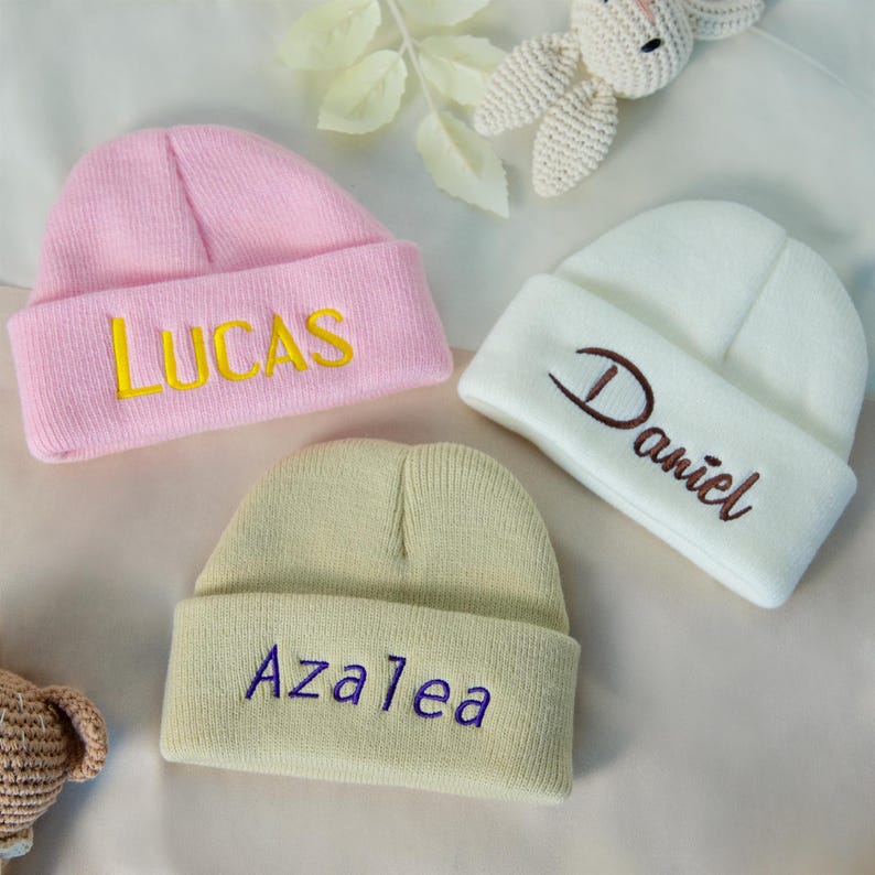 Embroidered Name Baby Adult Beanie Hat, Winter Beanies for Baby, Unisex Toddler Hat, Christmas Kids, 2-12 Years Old, Gift for Nieces/Nephews