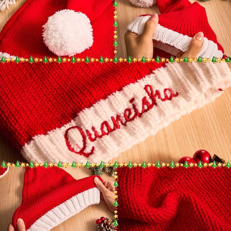 Personalized Christmas Hat Embroidered Name Santa Hat Christmas Gift for Family