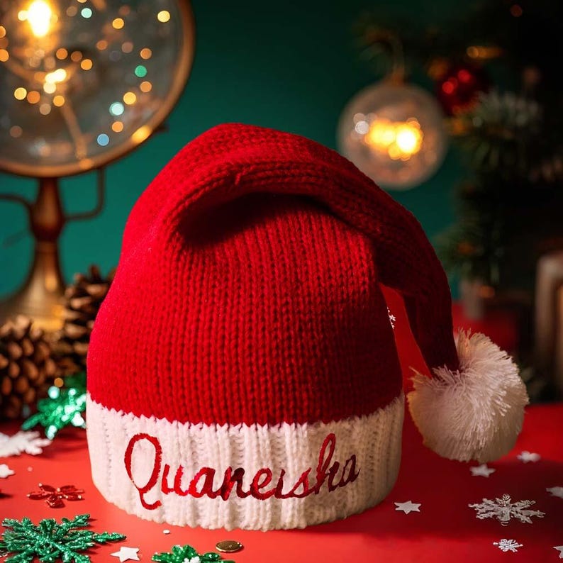 Personalized Christmas Hat Embroidered Name Santa Hat Christmas Gift for Family