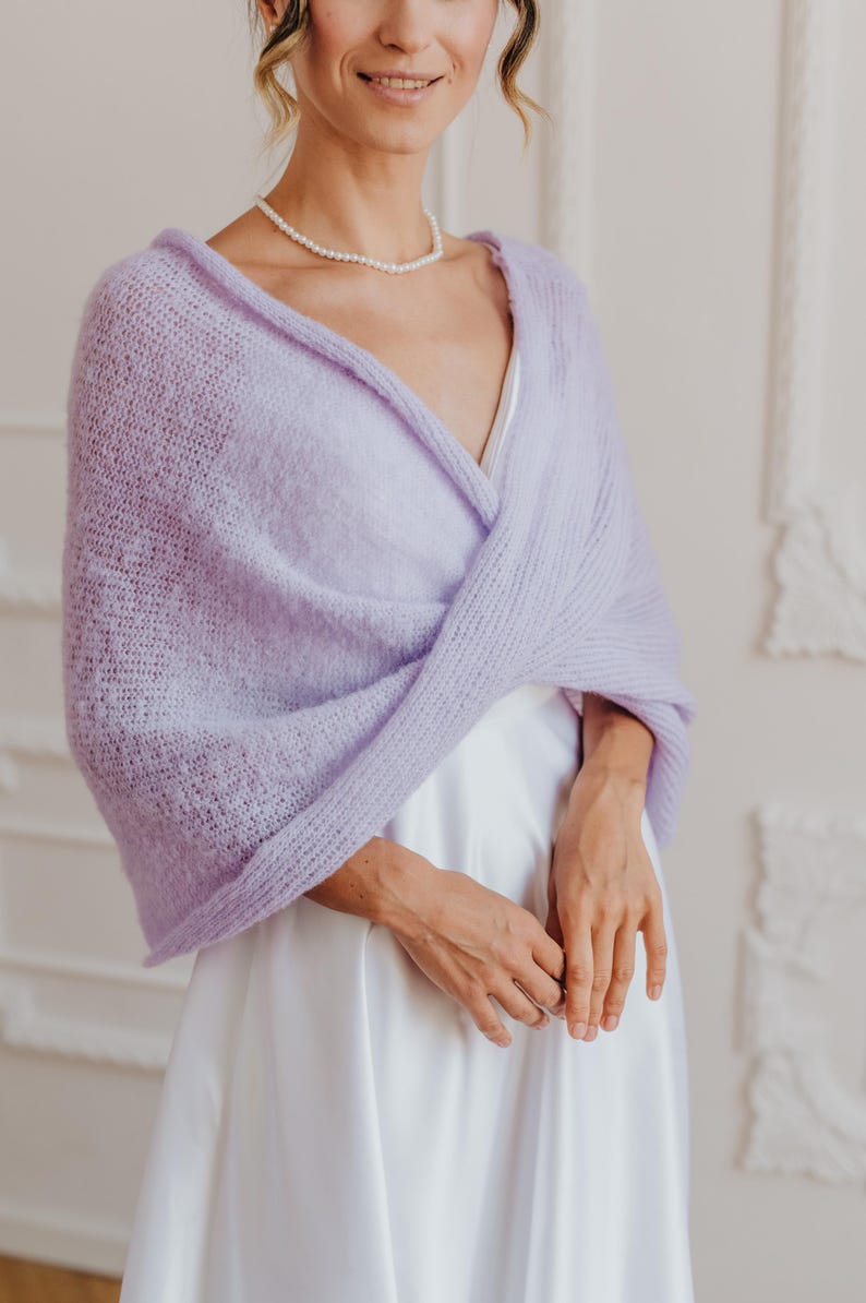 Bridal Shawl Wrap Wedding Stole Alpaca Silk Scarf Bridal Cover up Purple Shawl Wrap Bridal Shrug Bolero Wedding Shawl