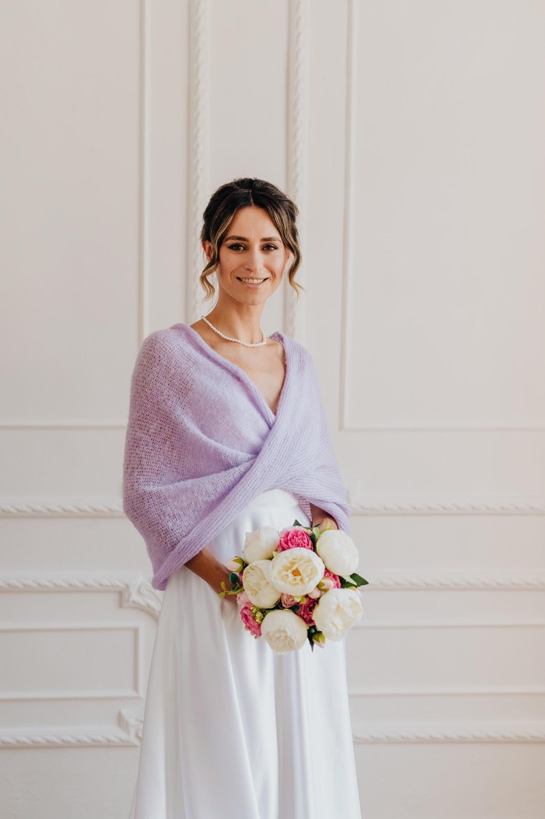 Bridal Shawl Wrap Wedding Stole Alpaca Silk Scarf Bridal Cover up Purple Shawl Wrap Bridal Shrug Bolero Wedding Shawl