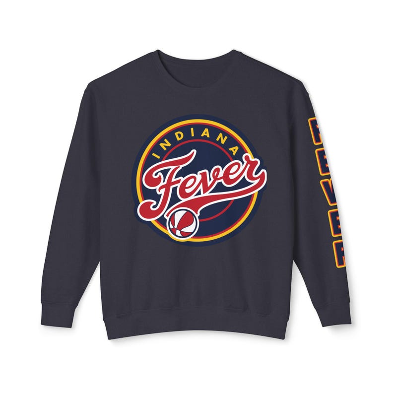 Indiana Fever - Unisex Lightweight Crewneck Sweatshirt-Vertical Sleeve Print