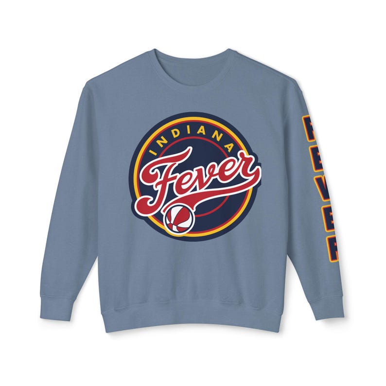 Indiana Fever - Unisex Lightweight Crewneck Sweatshirt-Vertical Sleeve Print