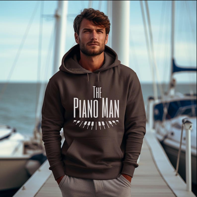 The Piano Man Hooded Sweatshirt, Piano Lover Hoodie, Piano Player Hoodie, Gift for Pianist, Funny Piano Shirt, Music Hoodie, Music Nerd Gift