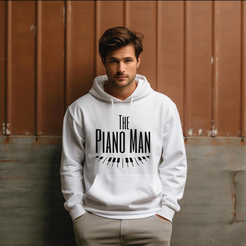 The Piano Man Hooded Sweatshirt, Piano Lover Hoodie, Piano Player Hoodie, Gift for Pianist, Funny Piano Shirt, Music Hoodie, Music Nerd Gift