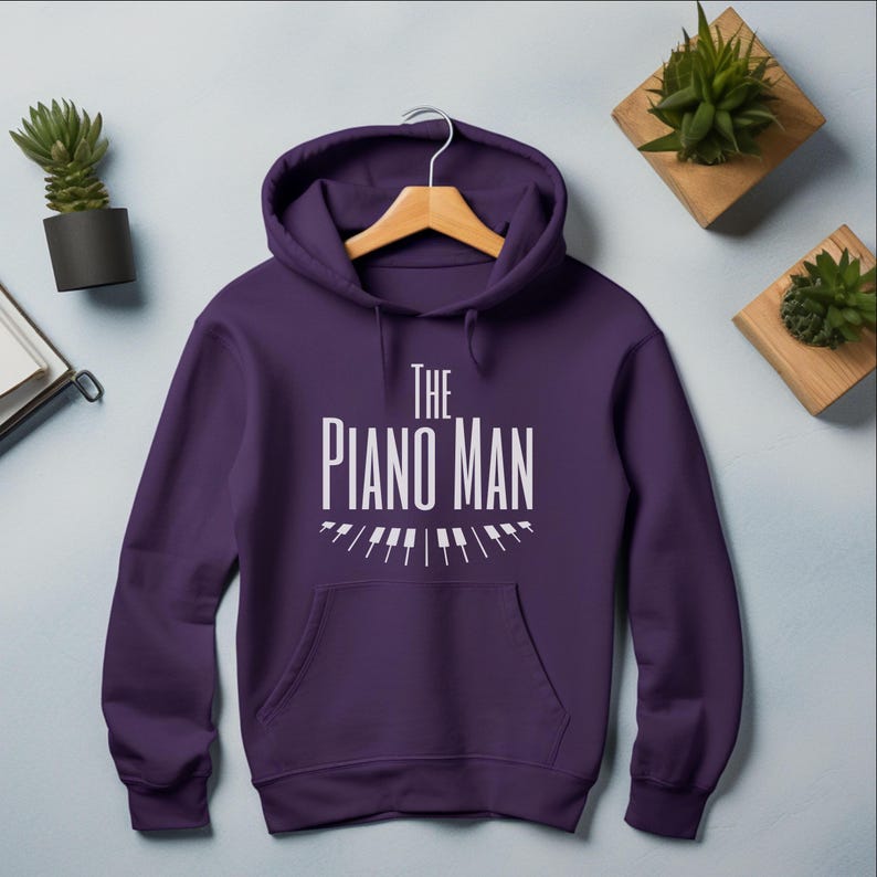 The Piano Man Hooded Sweatshirt, Piano Lover Hoodie, Piano Player Hoodie, Gift for Pianist, Funny Piano Shirt, Music Hoodie, Music Nerd Gift