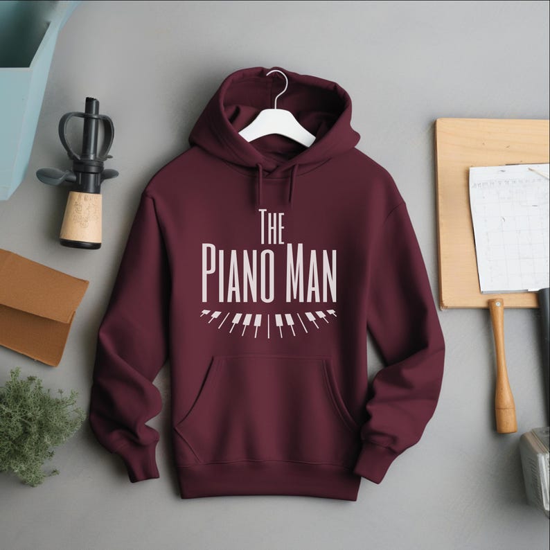 The Piano Man Hooded Sweatshirt, Piano Lover Hoodie, Piano Player Hoodie, Gift for Pianist, Funny Piano Shirt, Music Hoodie, Music Nerd Gift