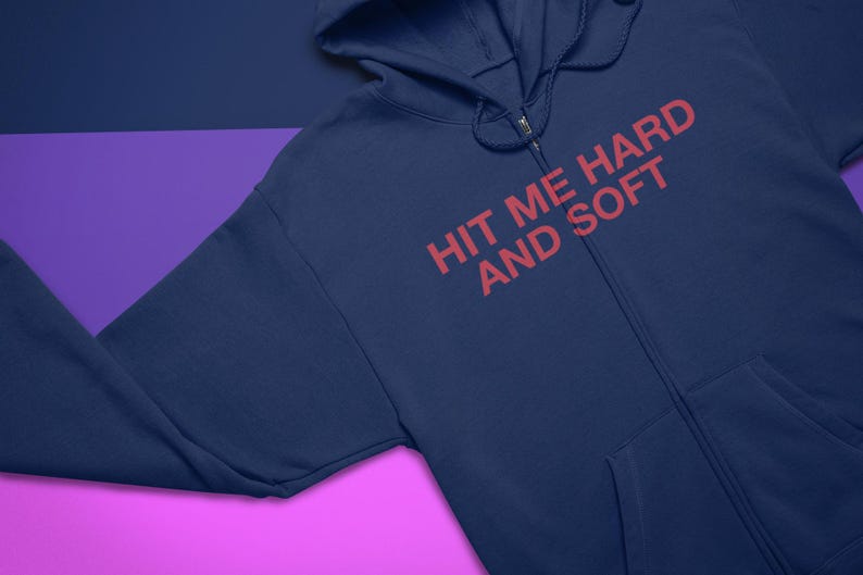 Hit Me Hard and Soft Zip Up Hoodie Music Fan Gift Unisex Hooded Sweatshirt Full Zip Jacket Music Lover Apparel Cozy Hoodie Billie Concert