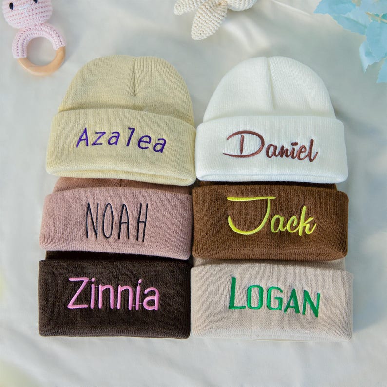 Embroidered Name Baby Adult Beanie Hat, Winter Beanies for Baby, Unisex Toddler Hat, Christmas Kids, 2-12 Years Old, Gift for Nieces/Nephews