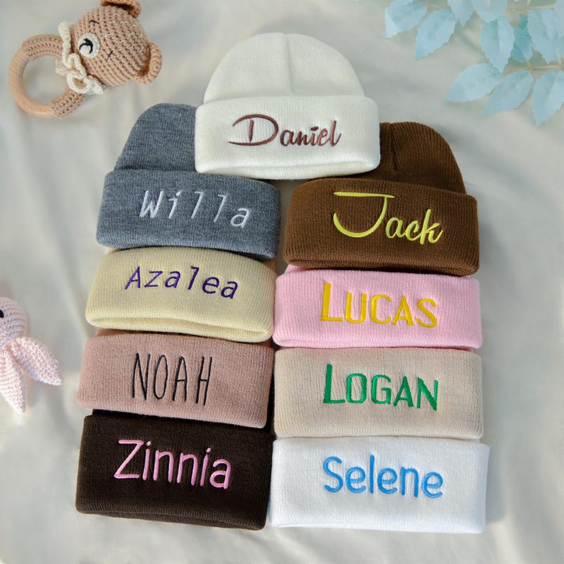 Embroidered Name Baby Adult Beanie Hat, Winter Beanies for Baby, Unisex Toddler Hat, Christmas Kids, 2-12 Years Old, Gift for Nieces/Nephews