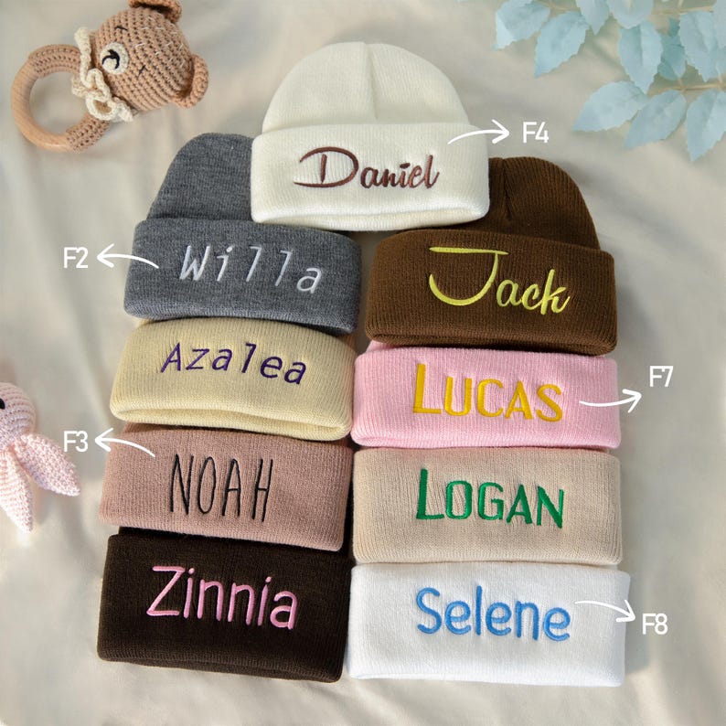 Embroidered Name Baby Adult Beanie Hat, Winter Beanies for Baby, Unisex Toddler Hat, Christmas Kids, 2-12 Years Old, Gift for Nieces/Nephews