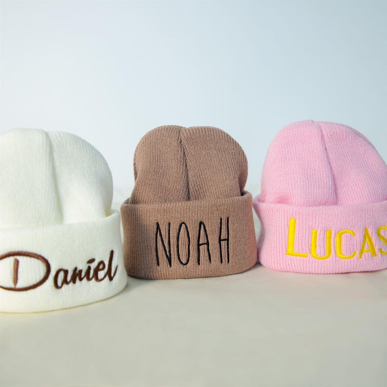 Embroidered Name Baby Adult Beanie Hat, Winter Beanies for Baby, Unisex Toddler Hat, Christmas Kids, 2-12 Years Old, Gift for Nieces/Nephews