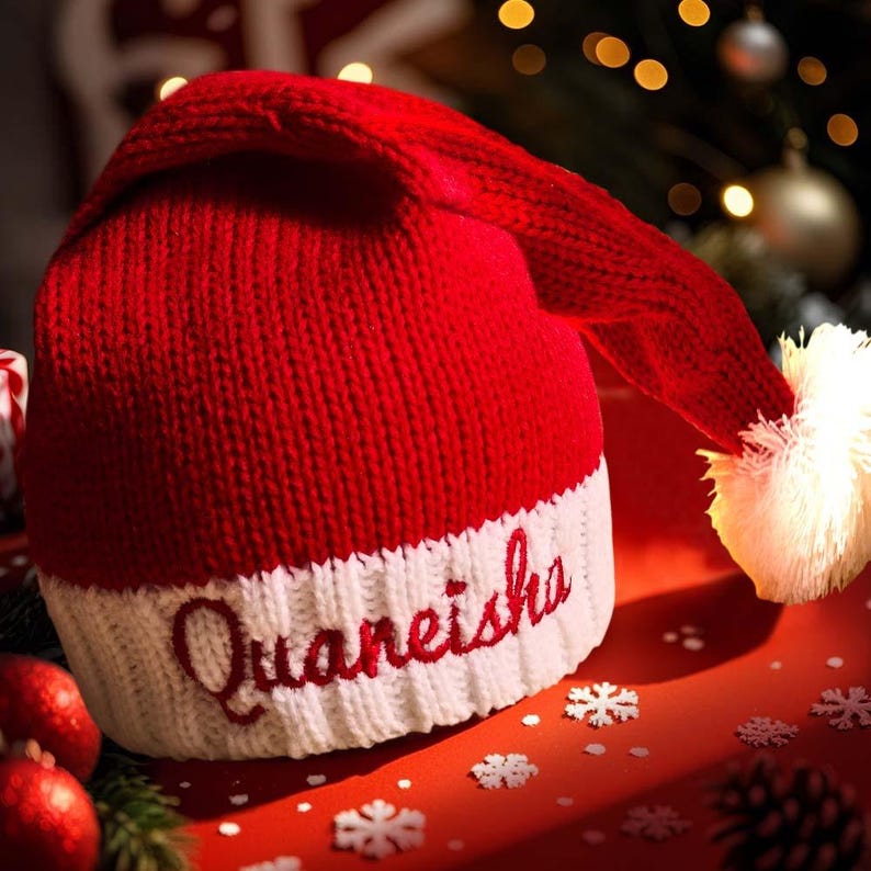 Personalized Christmas Hat Embroidered Name Santa Hat Christmas Gift for Family