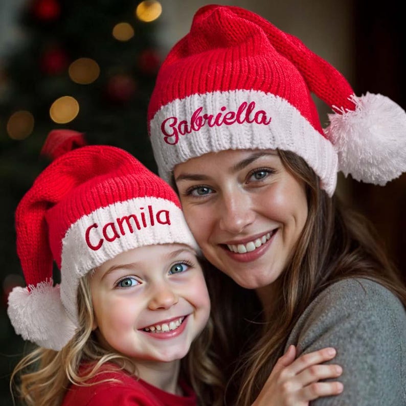 Personalized Christmas Hat Embroidered Name Santa Hat Christmas Gift for Family