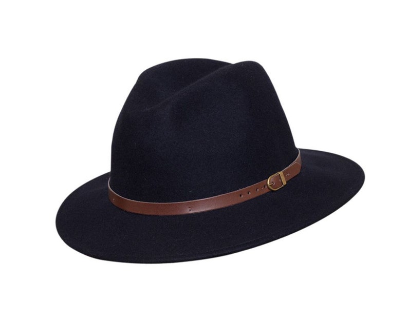 Black Wool Felt Belted Fedora